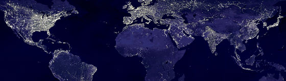 Satellite view of Earth's lights at night